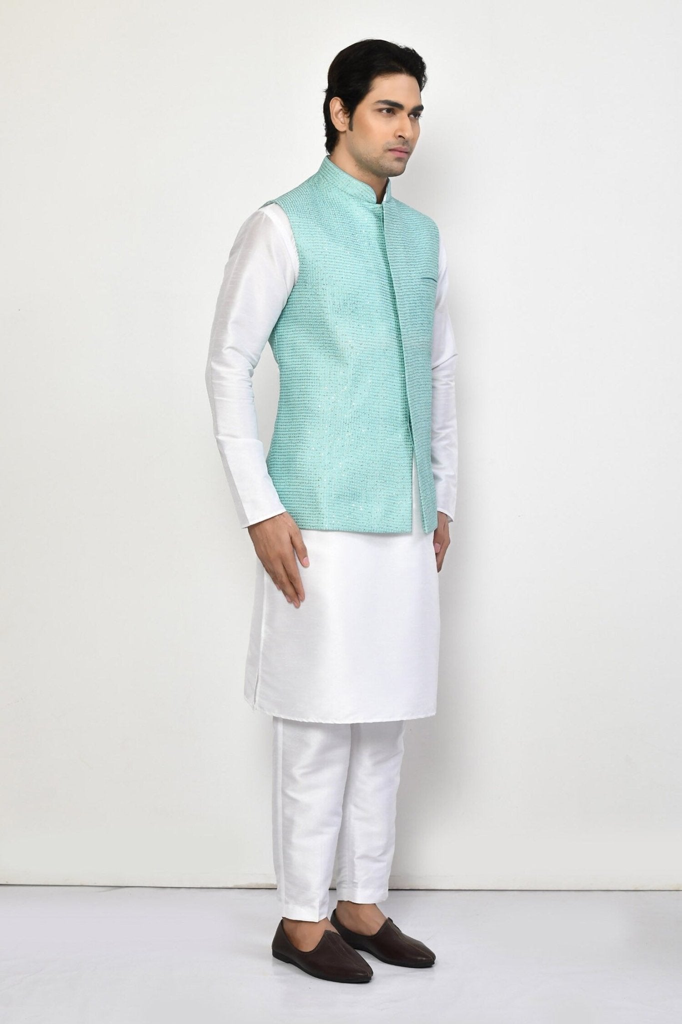 Designer Jacket In Sky Blue - Simaaya