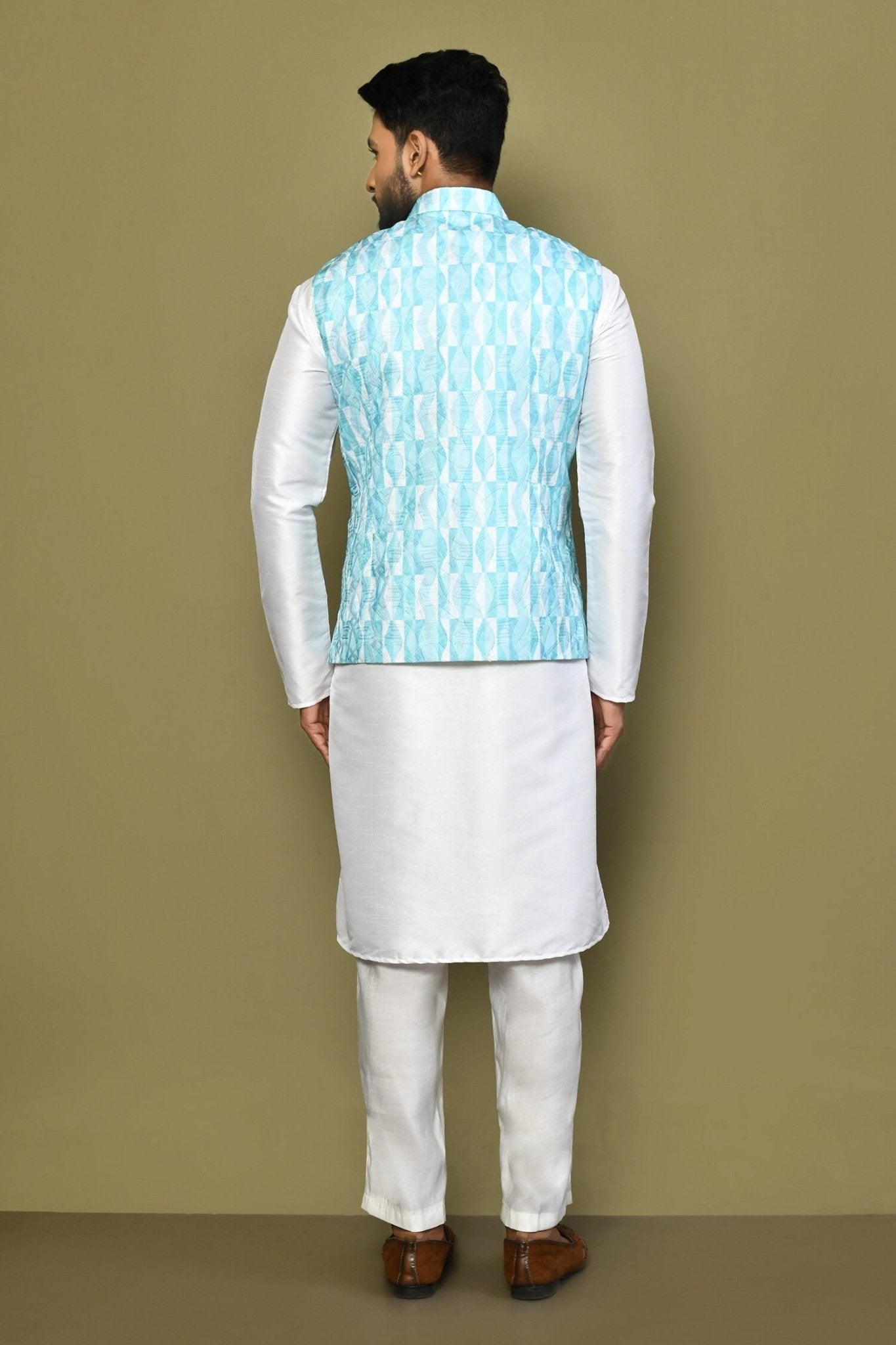 Designer Jacket In Turquoise - Simaaya