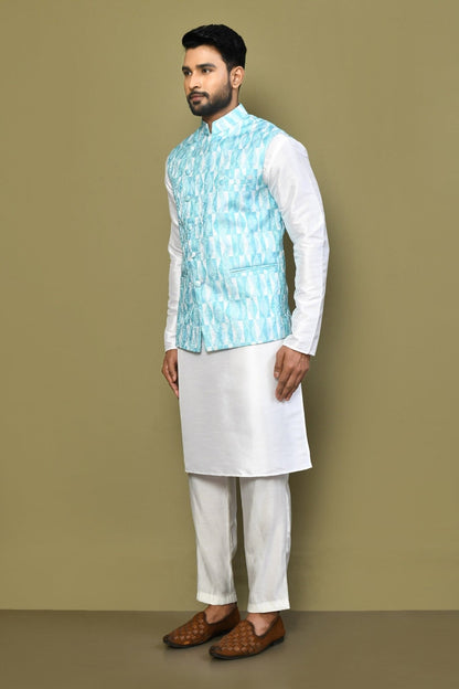 Designer Jacket In Turquoise - Simaaya