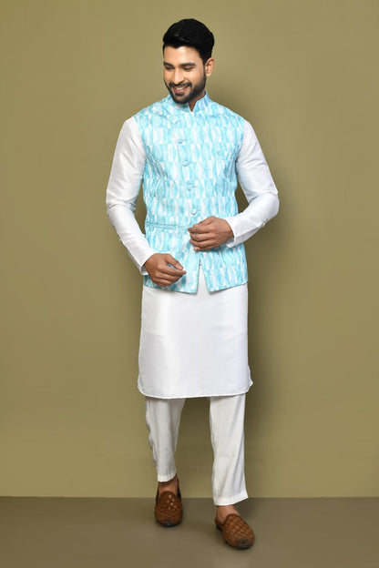 Designer Jacket In Turquoise - Simaaya