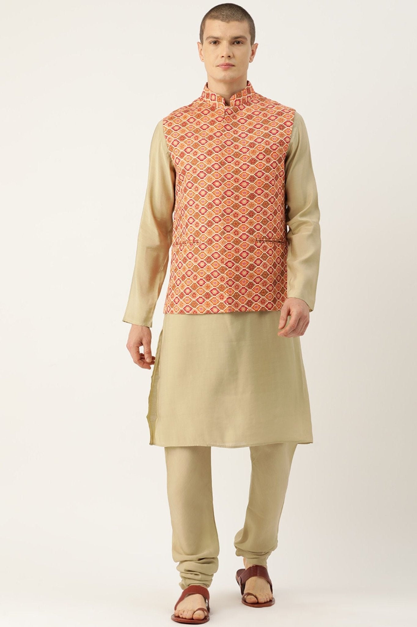 Designer Jacket In Vermillion - Simaaya