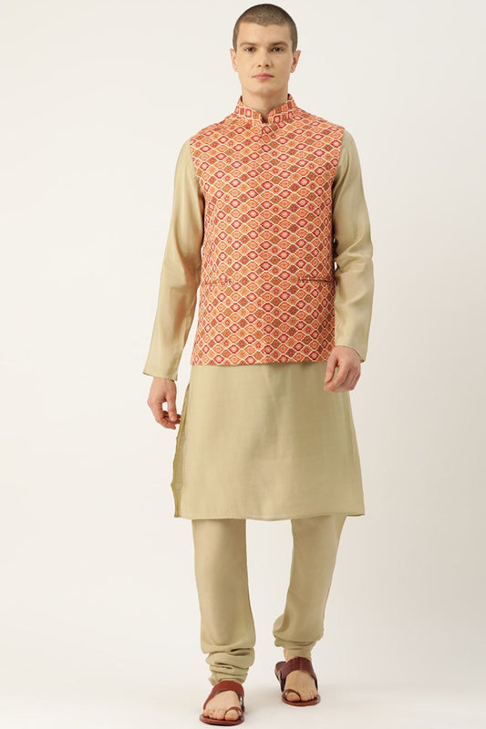 Designer Jacket In Vermillion - Simaaya