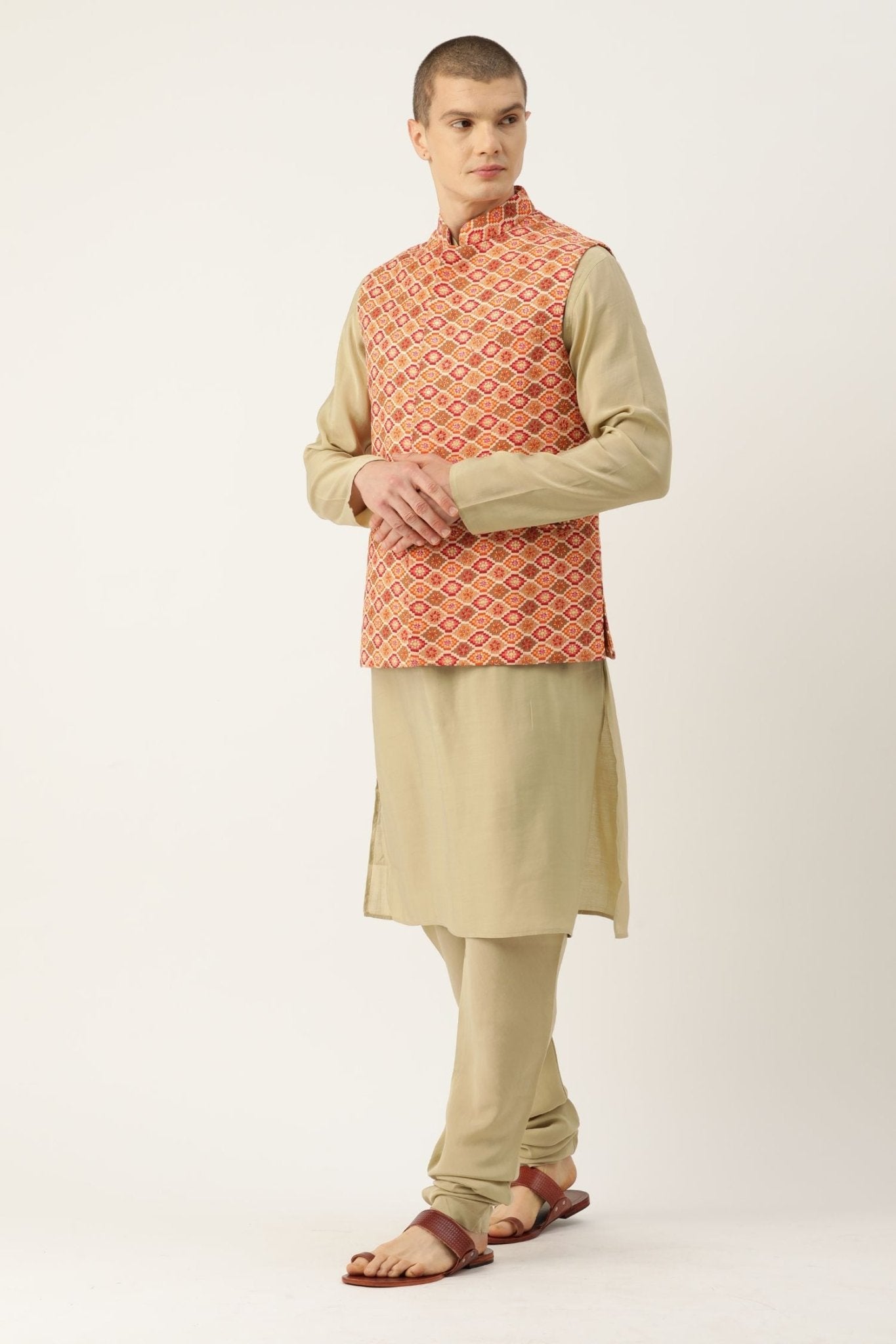 Designer Jacket In Vermillion - Simaaya
