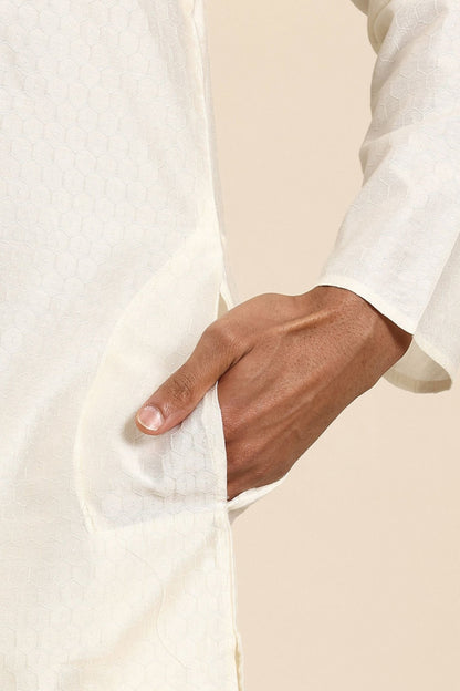 Designer Long Kurta In Cream - Simaaya