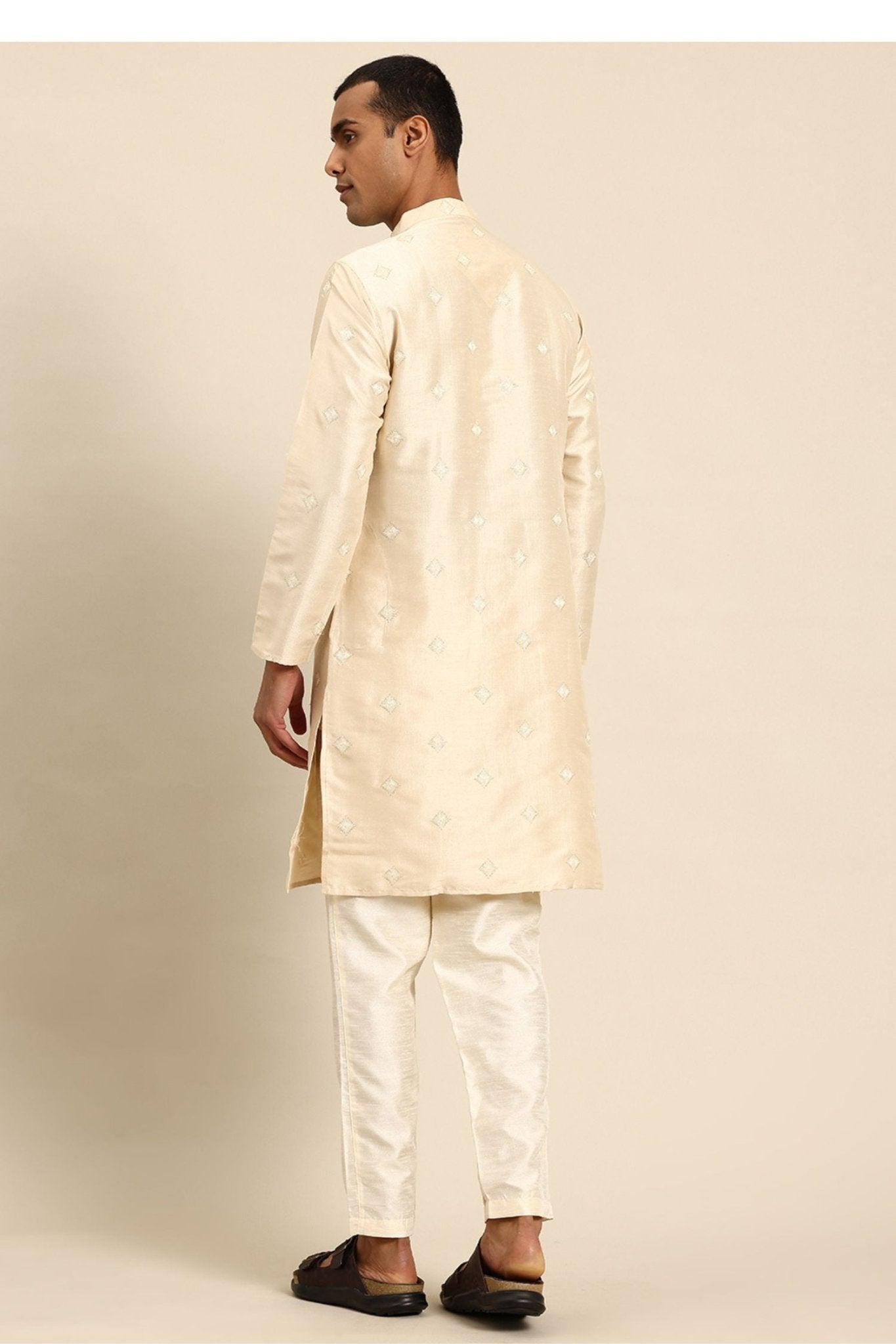 Designer Long Kurta In Cream - Simaaya