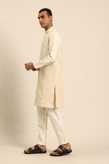 Designer Long Kurta In Cream - Simaaya