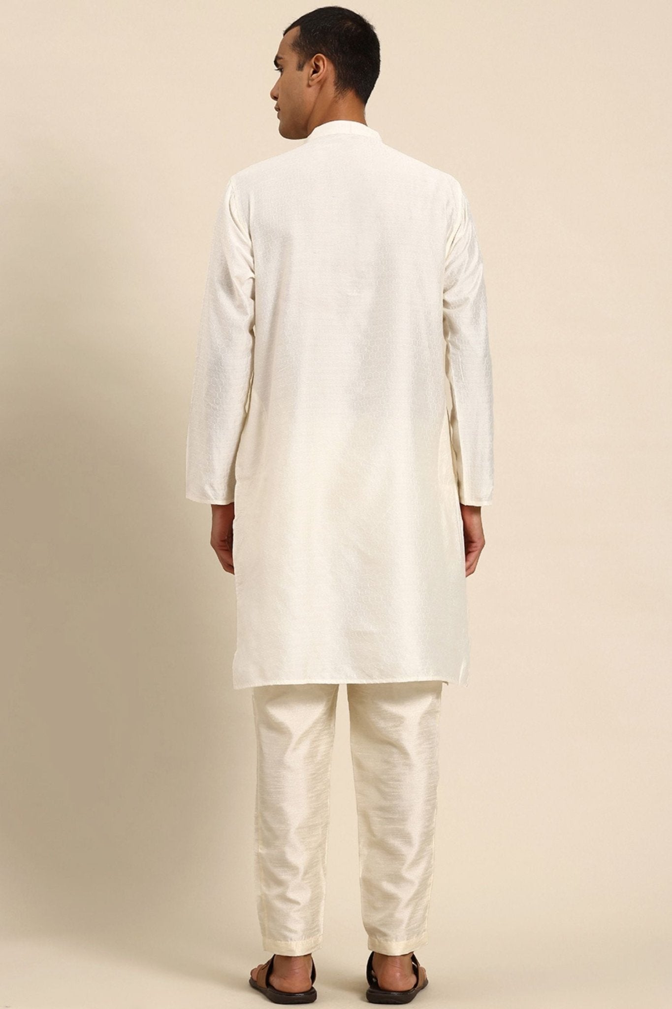 Designer Long Kurta In Cream - Simaaya