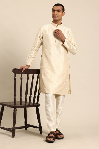 Designer Long Kurta In Cream - Simaaya