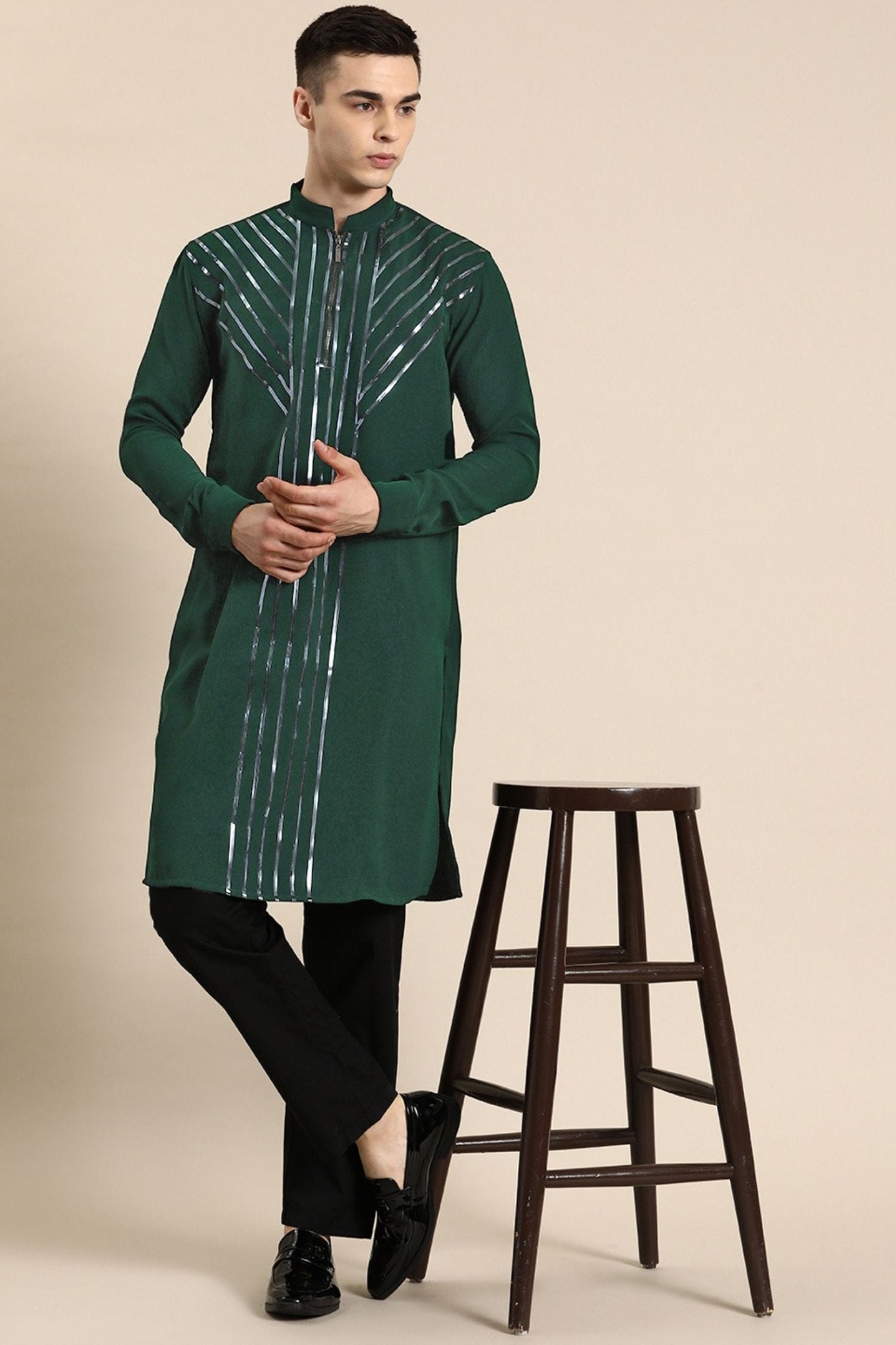 Designer long Kurta In Green - Simaaya