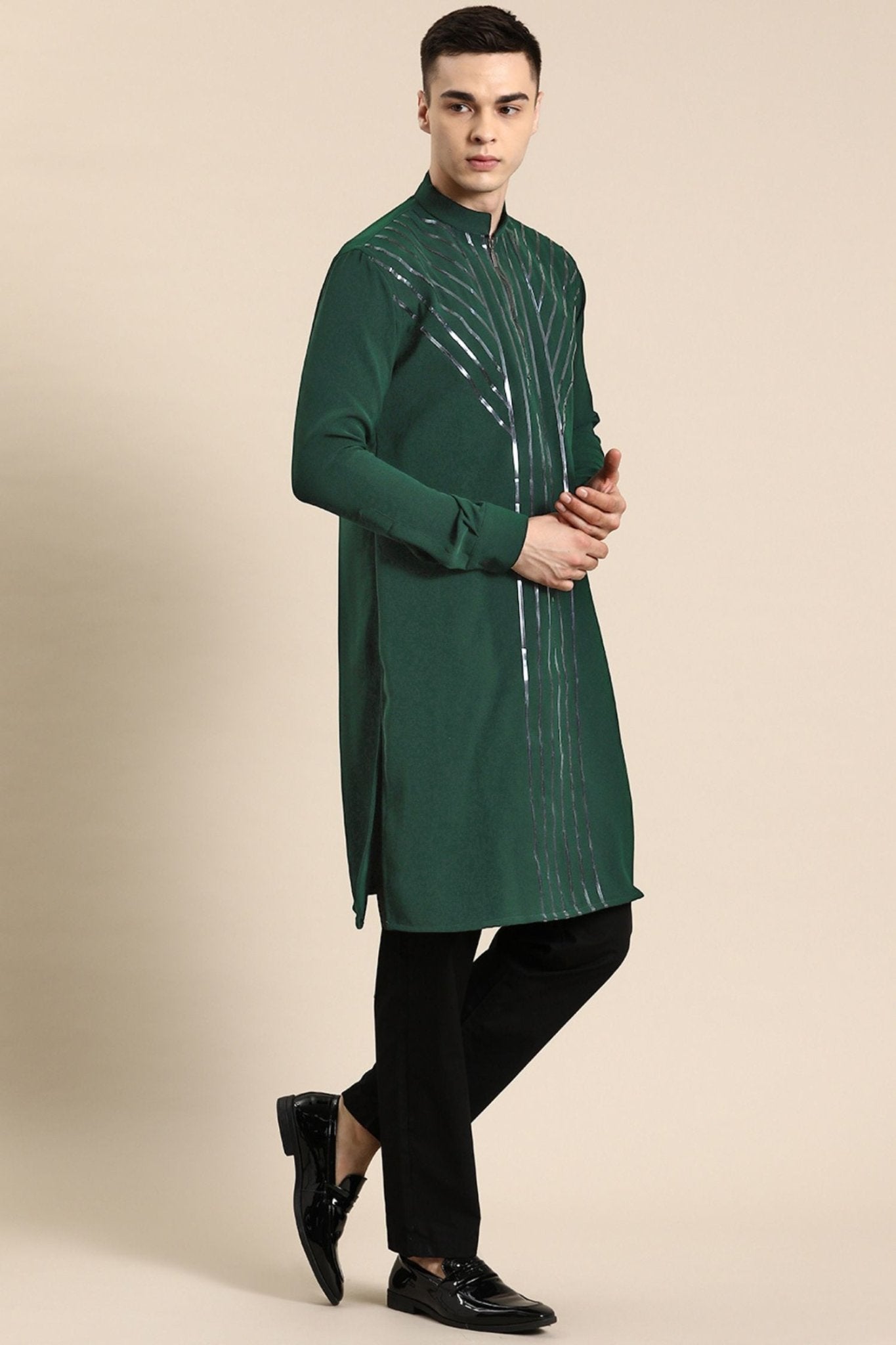 Designer long Kurta In Green - Simaaya