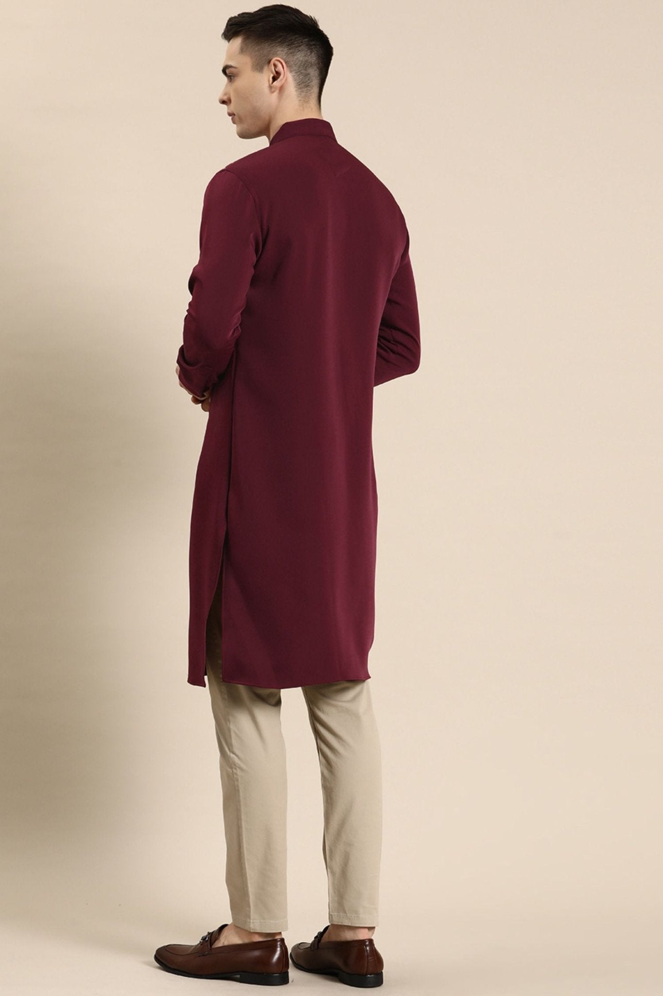 Designer long Kurta In Maroon - Simaaya