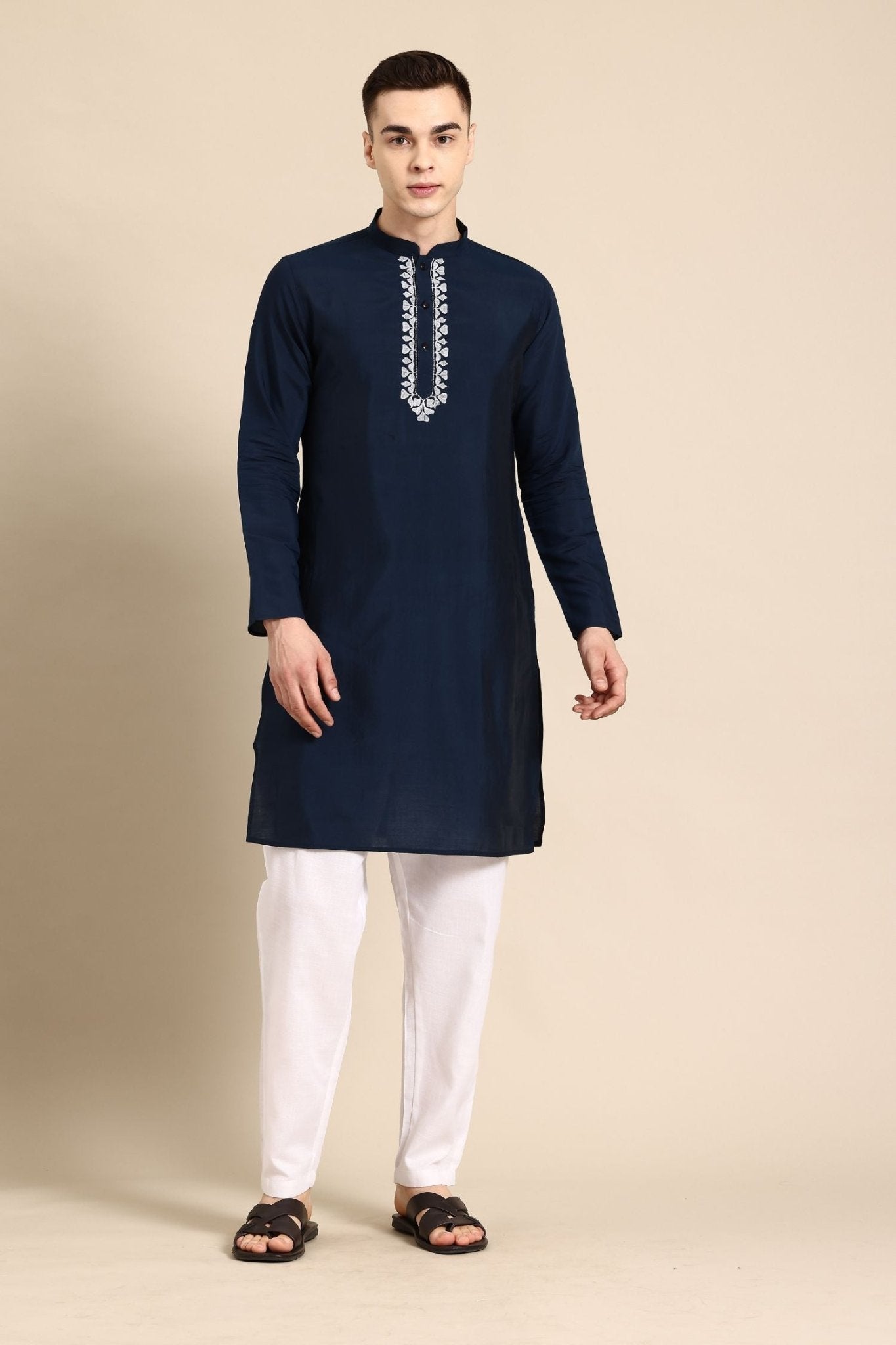 Designer long Kurta In Navy Blue - Simaaya
