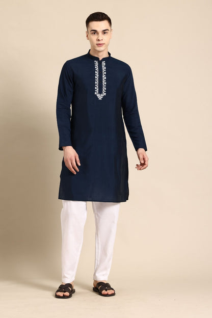 Designer long Kurta In Navy Blue - Simaaya