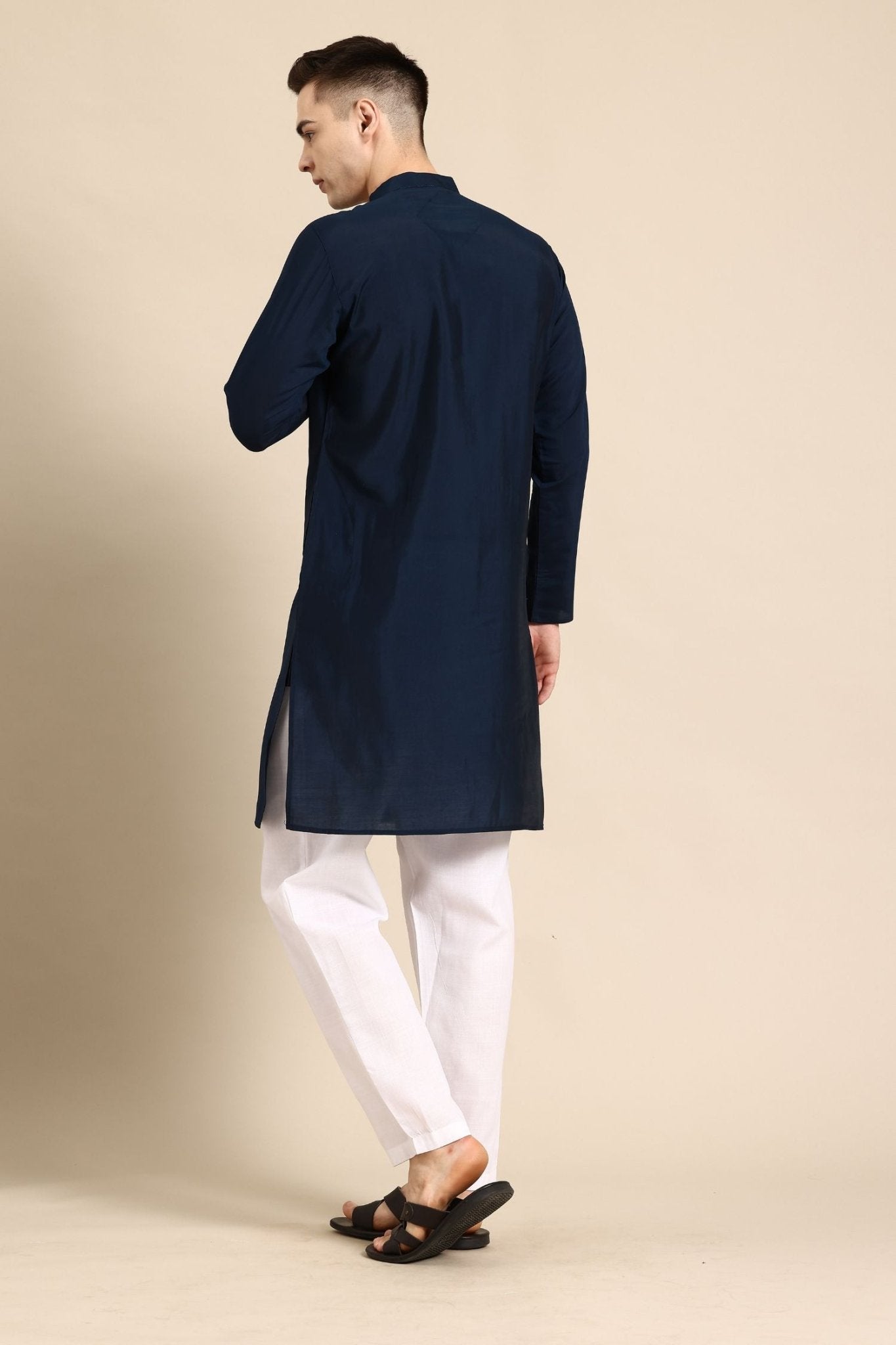 Designer long Kurta In Navy Blue - Simaaya