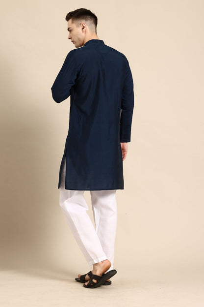 Designer long Kurta In Navy Blue - Simaaya