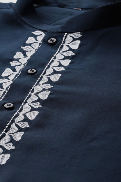 Designer long Kurta In Navy Blue - Simaaya