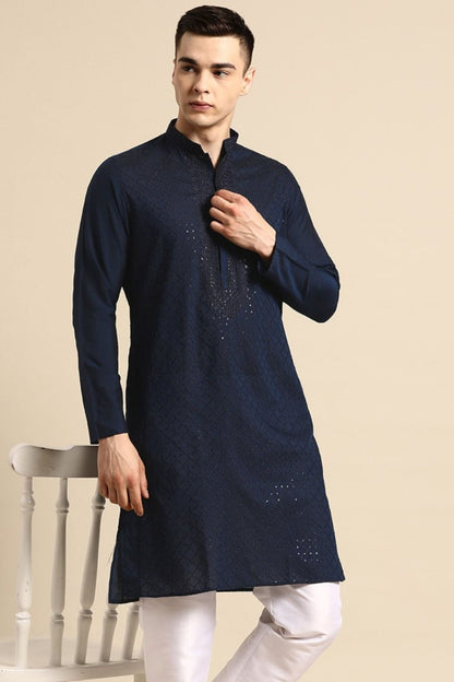 Designer long Kurta In Nay Blue - Simaaya