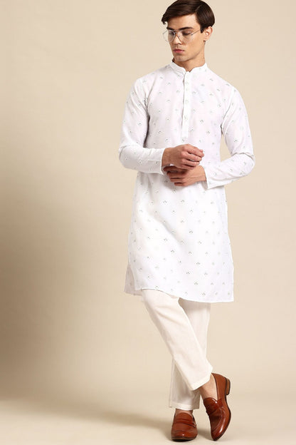 Designer Long Kurta In White - Simaaya
