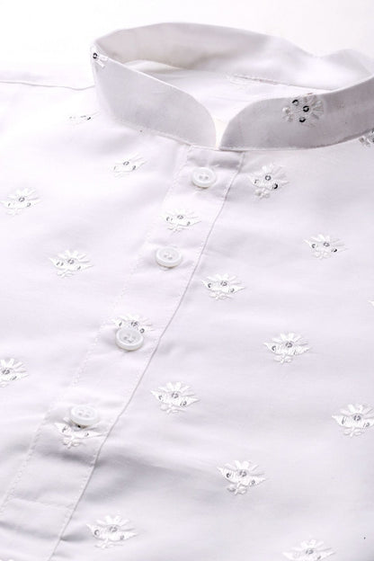 Designer Long Kurta In White - Simaaya