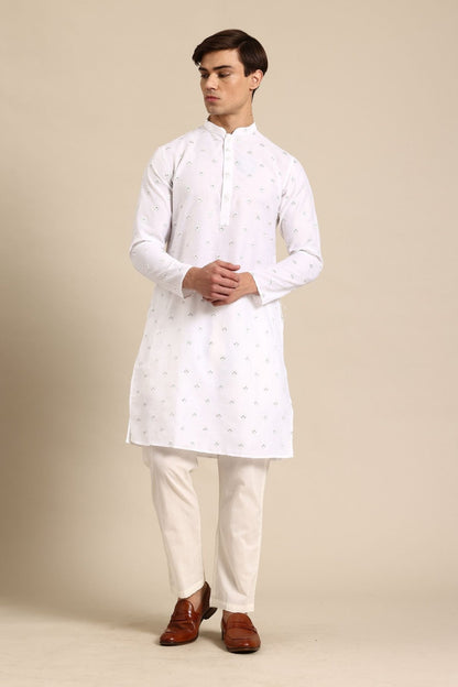 Designer Long Kurta In White - Simaaya