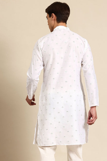 Designer Long Kurta In White - Simaaya