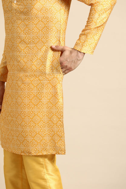 Designer Long Kurta In Yellow - Simaaya