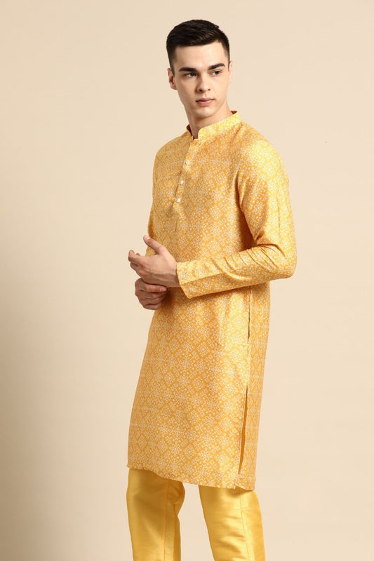 Designer Long Kurta In Yellow - Simaaya
