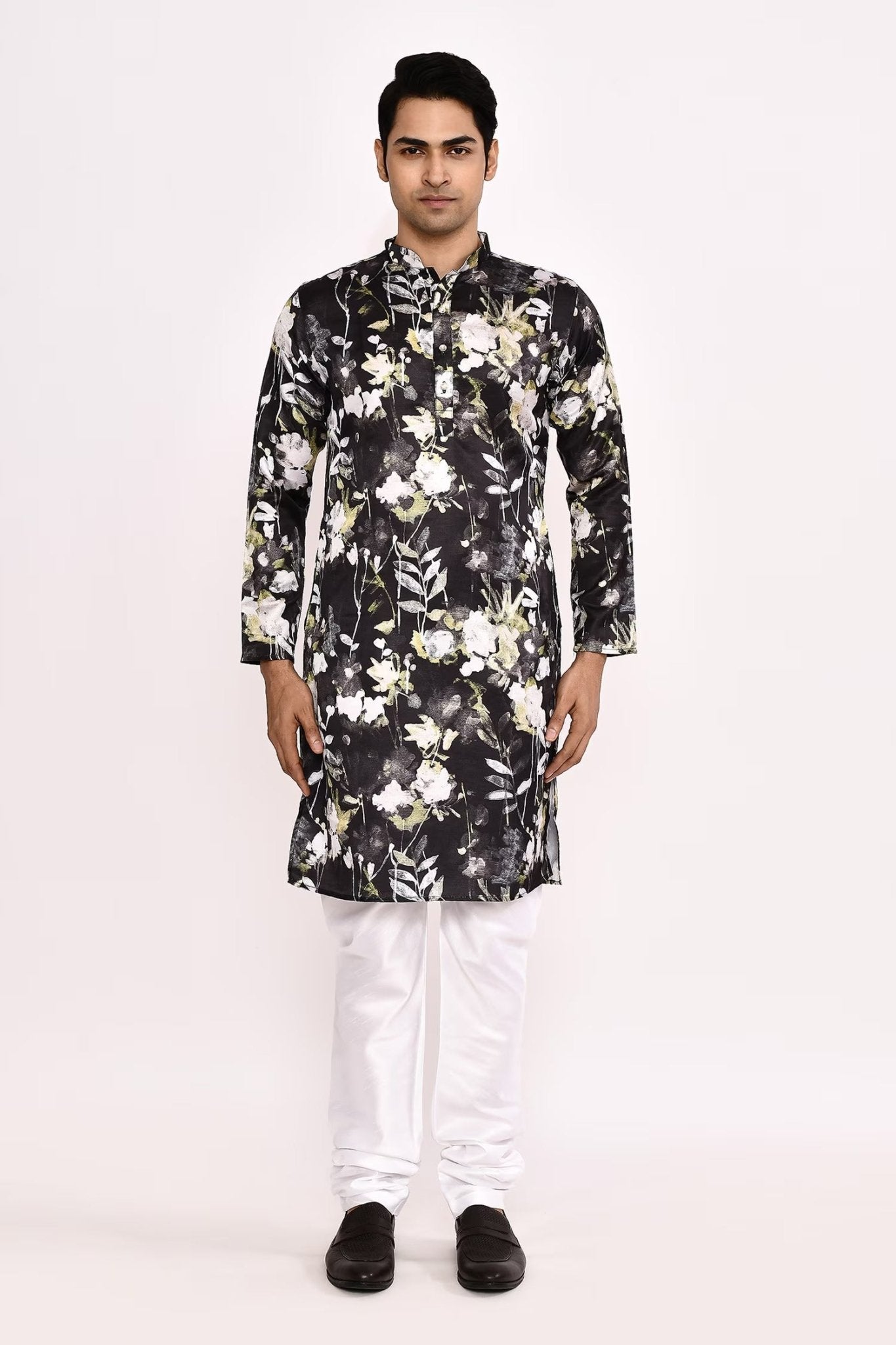 Designer Long Kurta set in Black - Simaaya