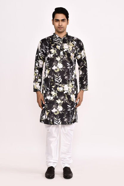 Designer Long Kurta set in Black - Simaaya