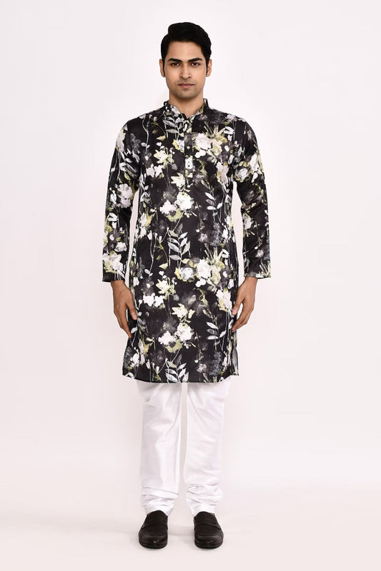 Designer Long Kurta set in Black - Simaaya