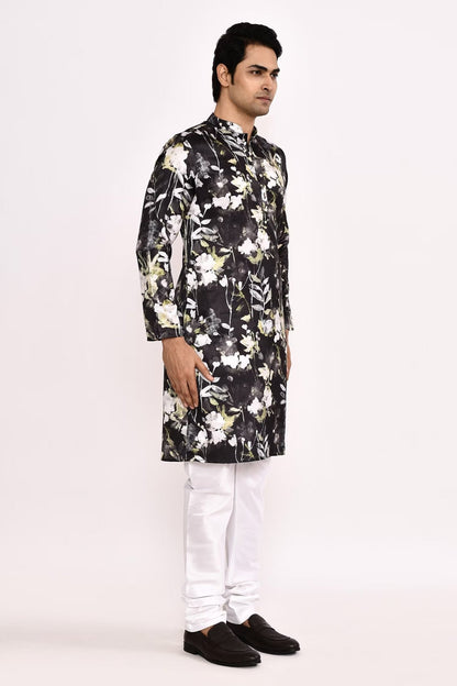 Designer Long Kurta set in Black - Simaaya