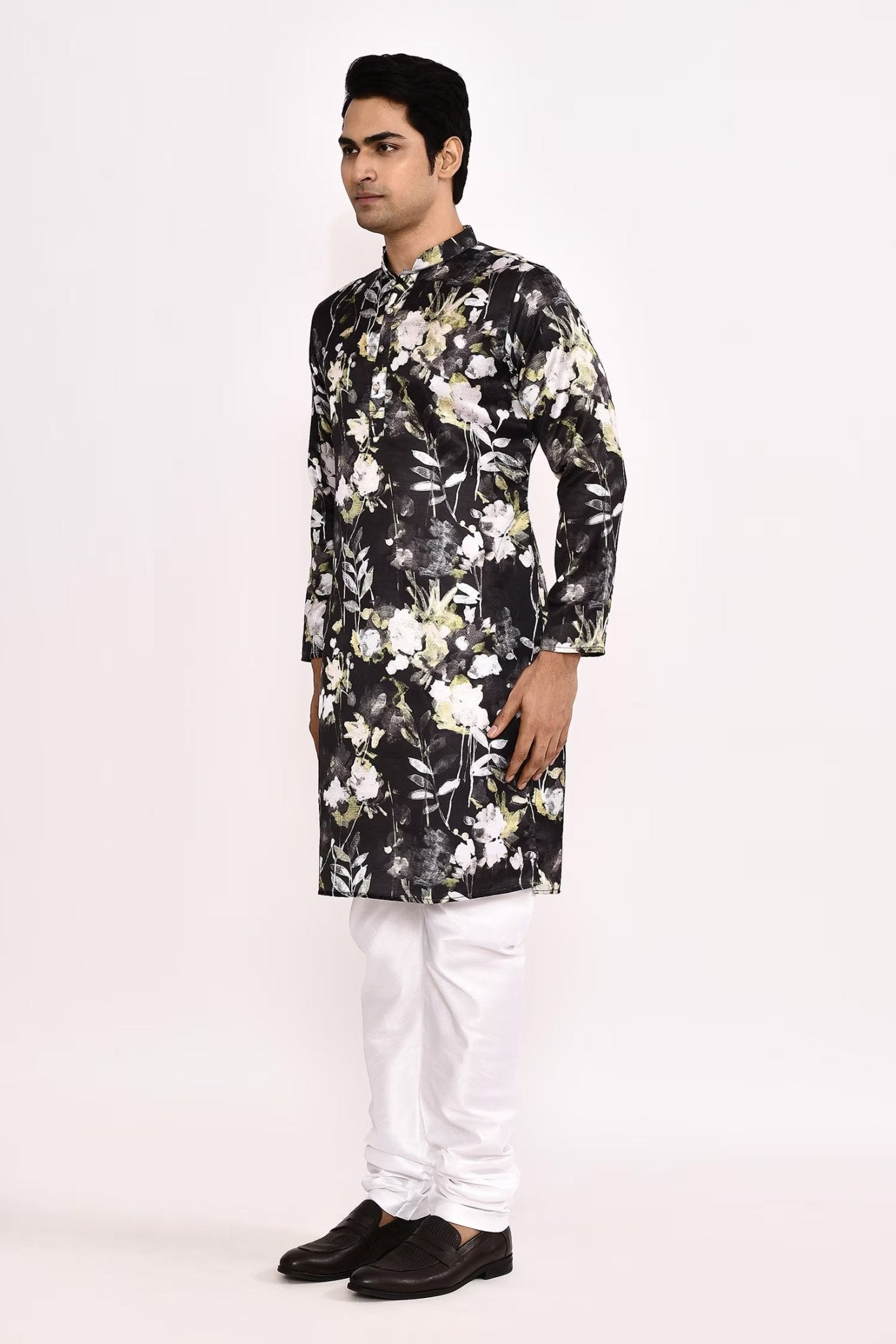 Designer Long Kurta set in Black - Simaaya