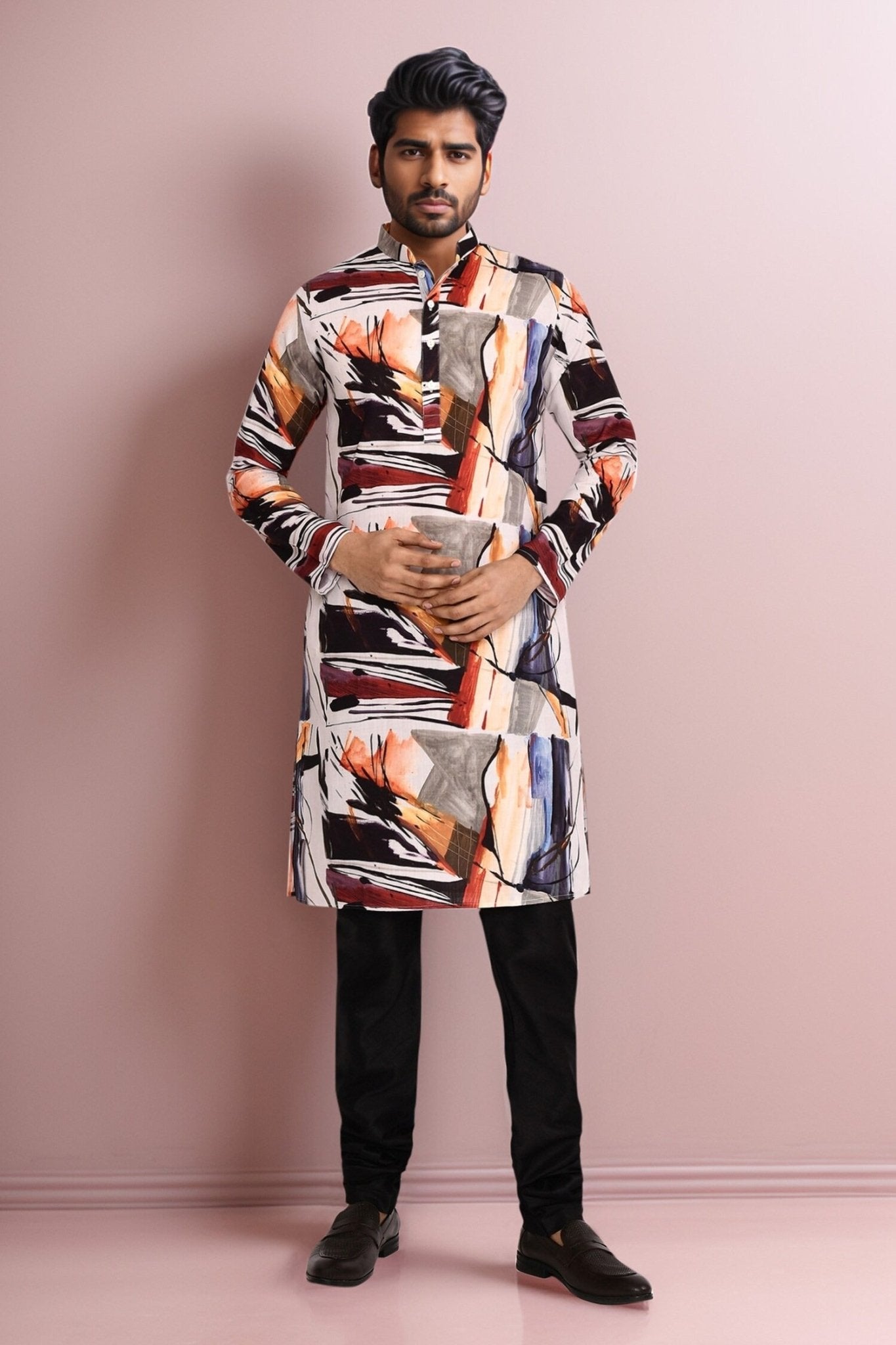 Designer Long Kurta set in Multi color - Simaaya