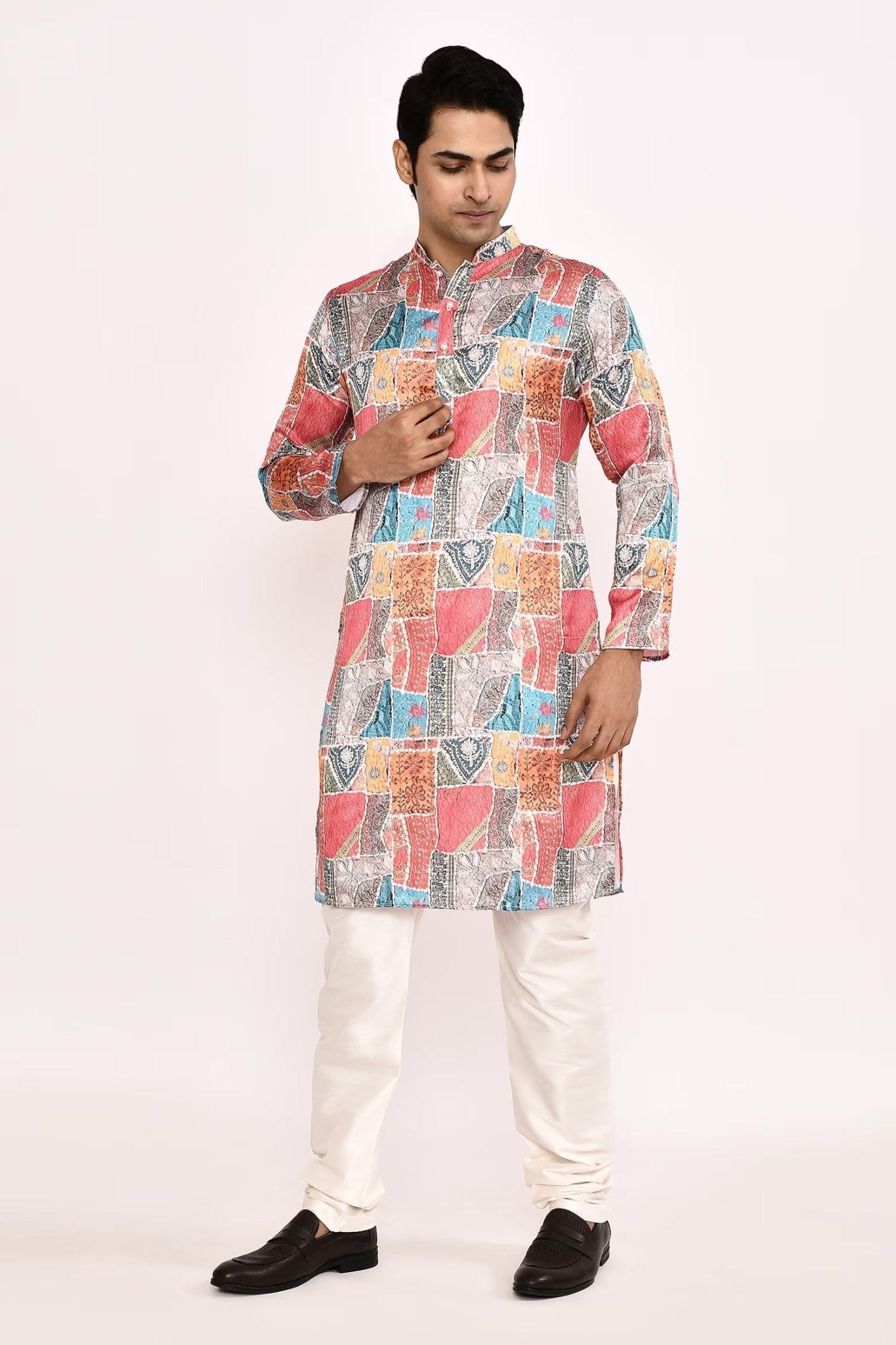 Designer Long Kurta set in Multi Color - Simaaya