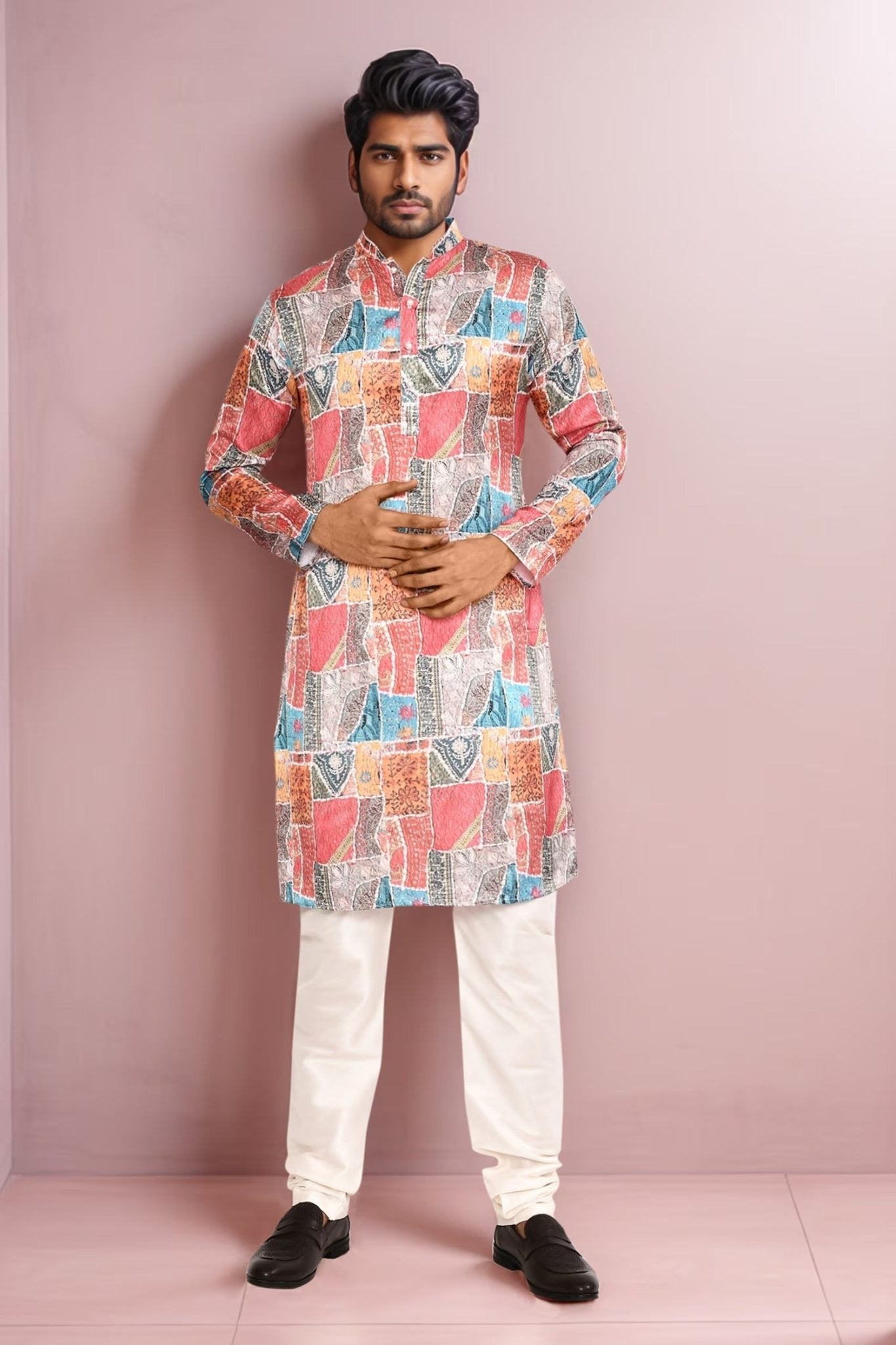 Designer Long Kurta set in Multi Color - Simaaya