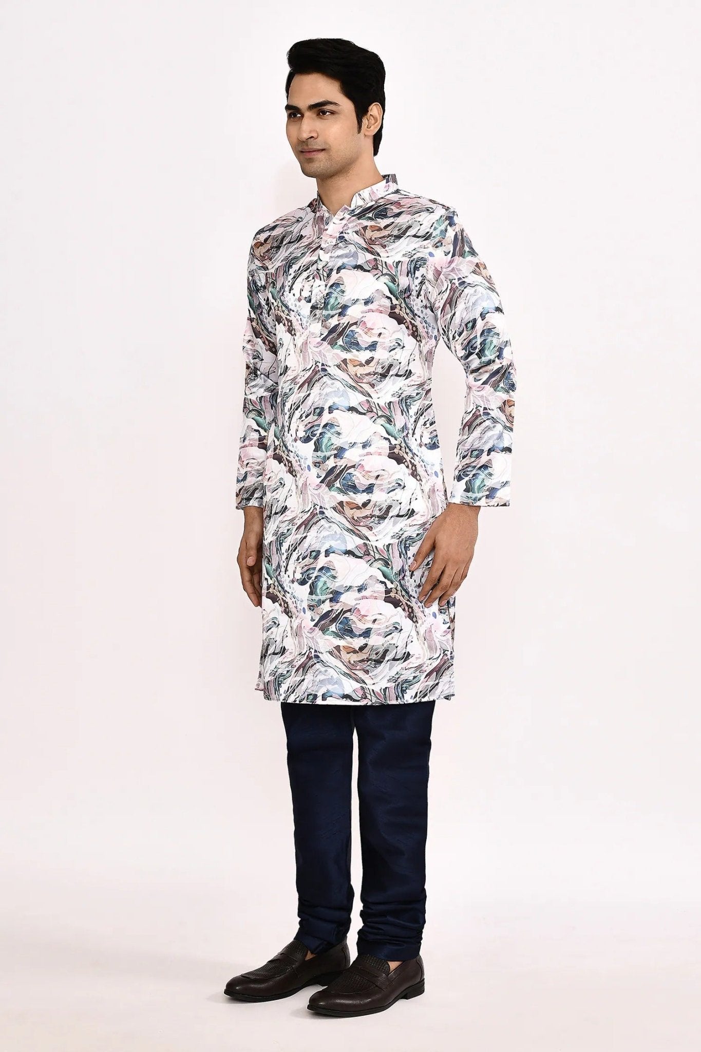 Designer Long Kurta set in Multicolor - Simaaya