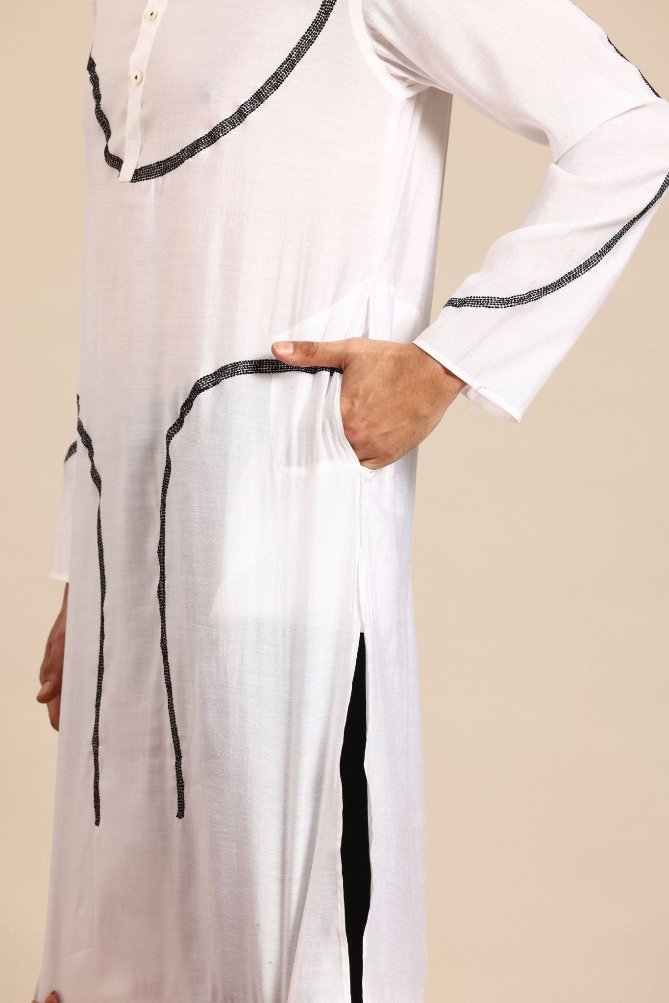 Designer Long Kurta White - Simaaya