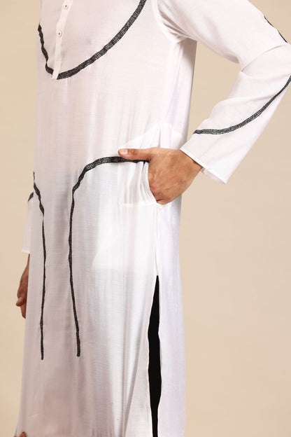 Designer Long Kurta White - Simaaya