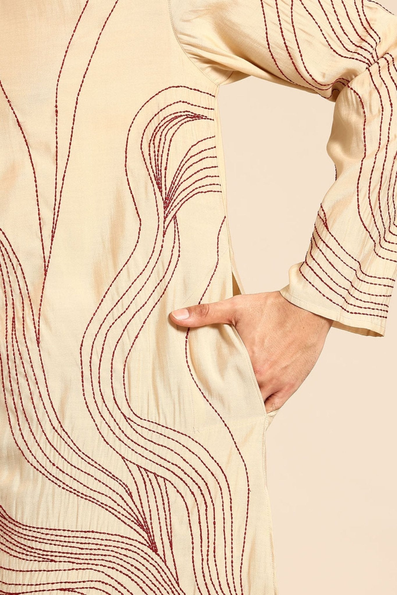 Designer Short Kurta Beige - Simaaya