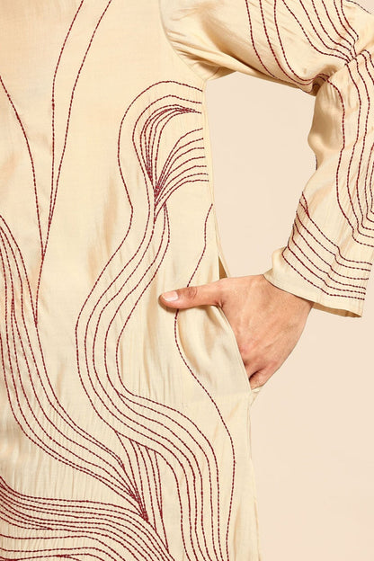 Designer Short Kurta Beige - Simaaya