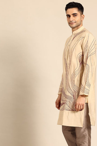 Designer Short Kurta Beige - Simaaya