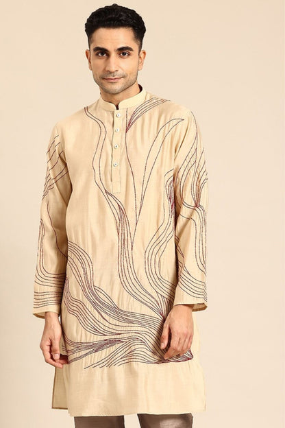 Designer Short Kurta Beige - Simaaya