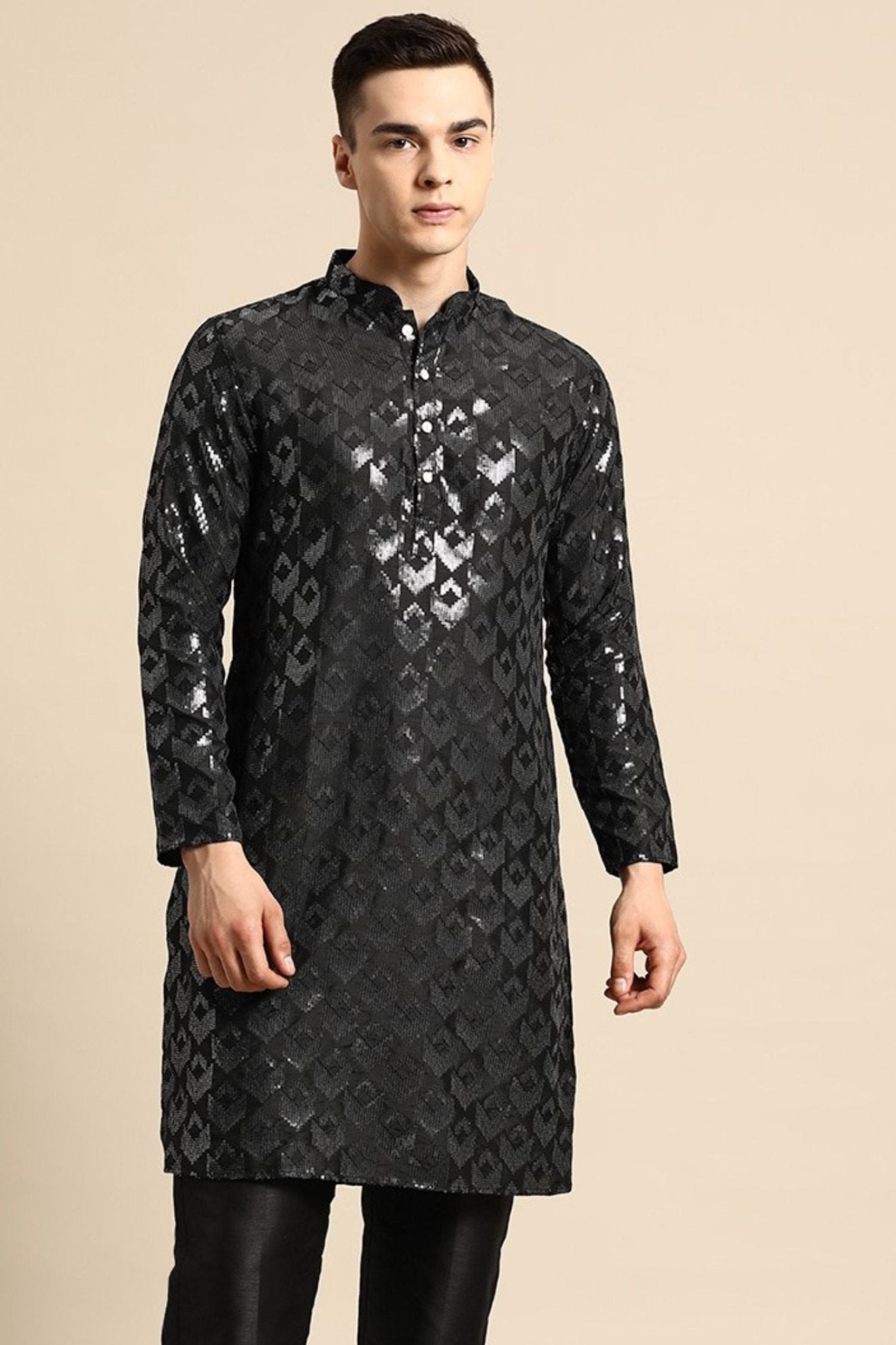 Designer Short Kurta Black - Simaaya