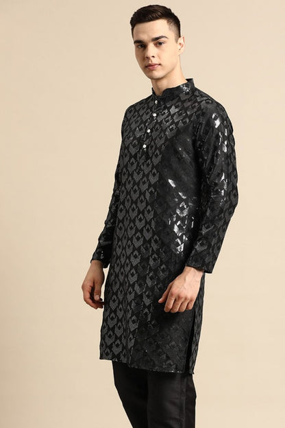 Designer Short Kurta Black - Simaaya