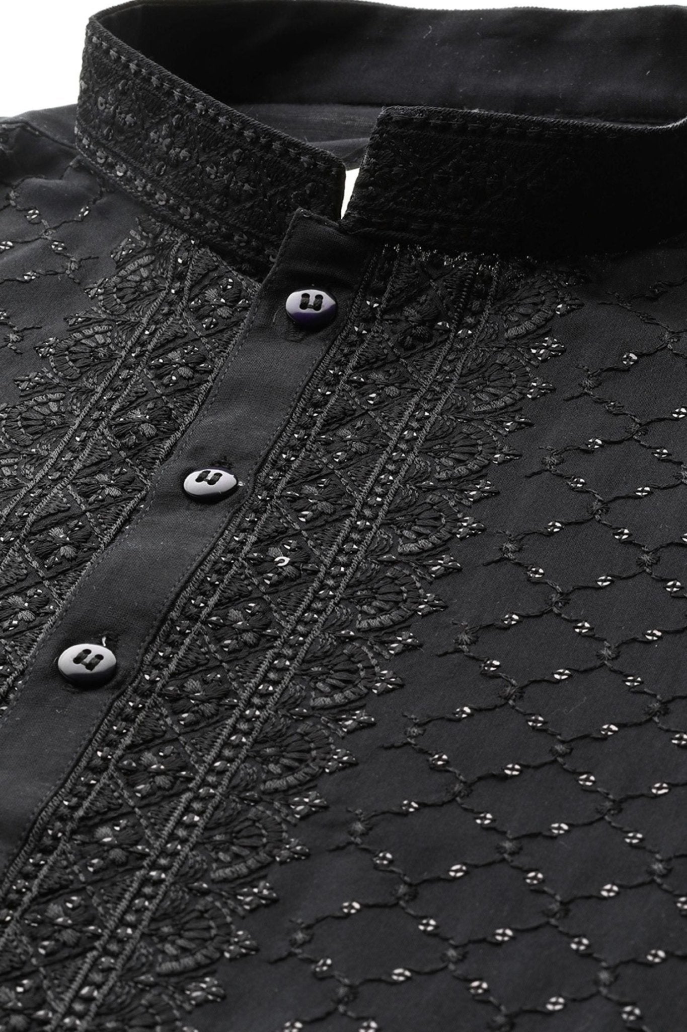 Designer Short Kurta In Black - Simaaya