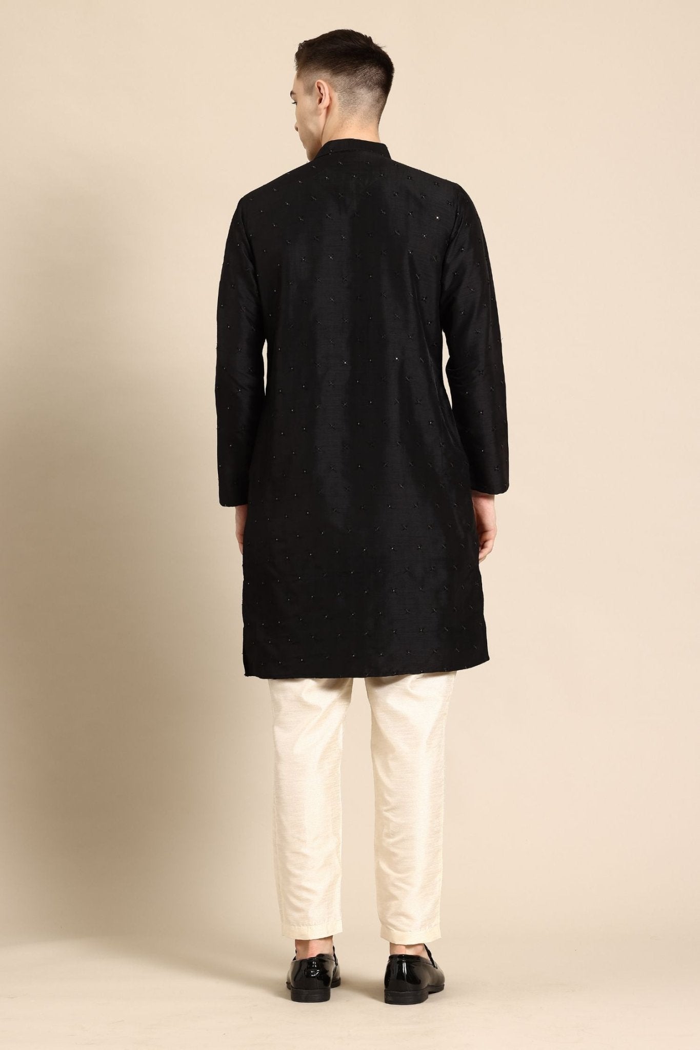 Designer Short Kurta In Black - Simaaya