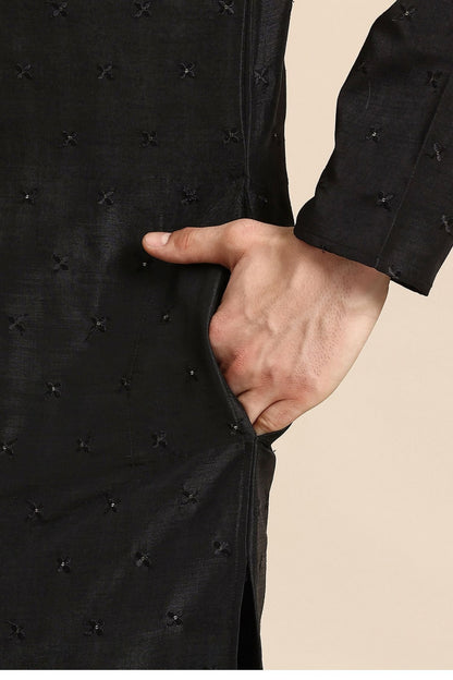 Designer Short Kurta In Black - Simaaya