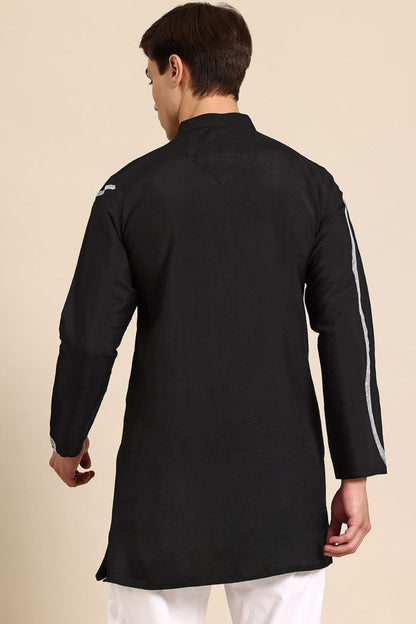 Designer Short Kurta In Black - Simaaya