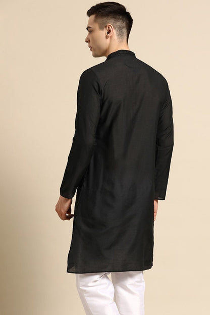 Designer Short Kurta In Black - Simaaya