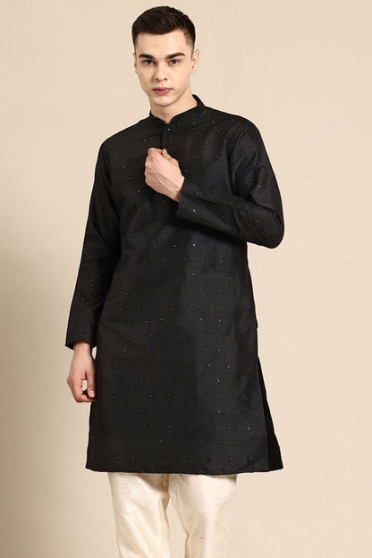 Designer Short Kurta In Black - Simaaya